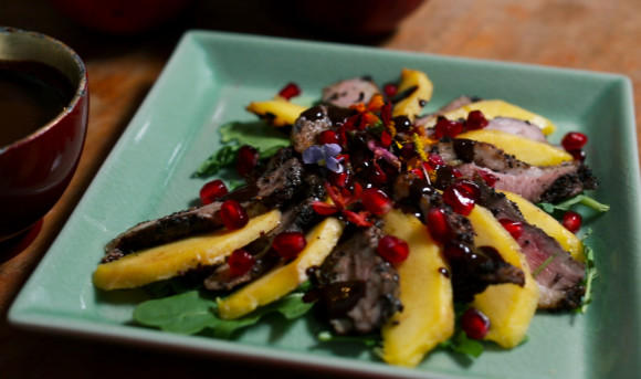 Duck and Mango with Spicy Coffee and Chocolate Sauce