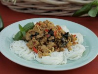 Archie’s Acres: Soba Noodles with Turkey dressed with Madras curry and perfumed with Italian Basil