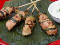 Grilled Honey and Mustard Marinated Chicken Skewers with Yogurt Dipping Sauce